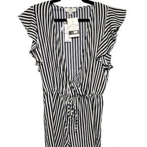 OVI Navy and White Striped Romper Jumpsuit NWT